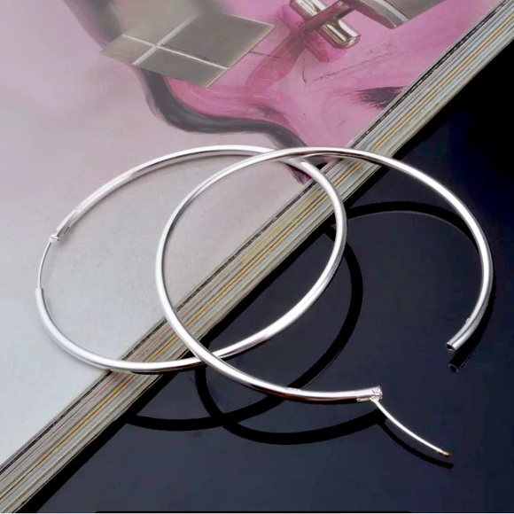 Sterling Silver 925 Hoop Earrings - Picture 1 of 4